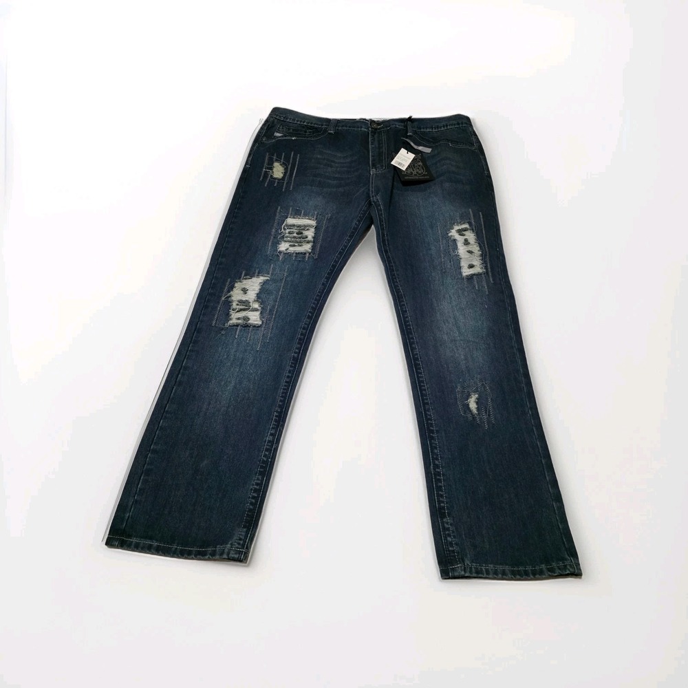 KROME "KNIT STRETCH‎ DENIM" JEANS DARK BLUE 42 x 32